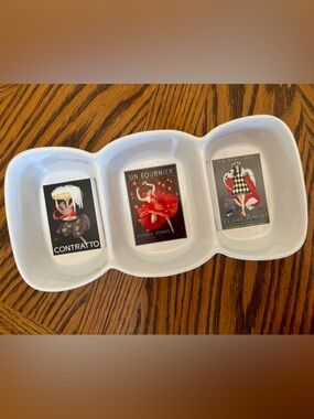 Pottery Barn “Bubbly” Serving Dish/Tray with Vintage French Poster Insets